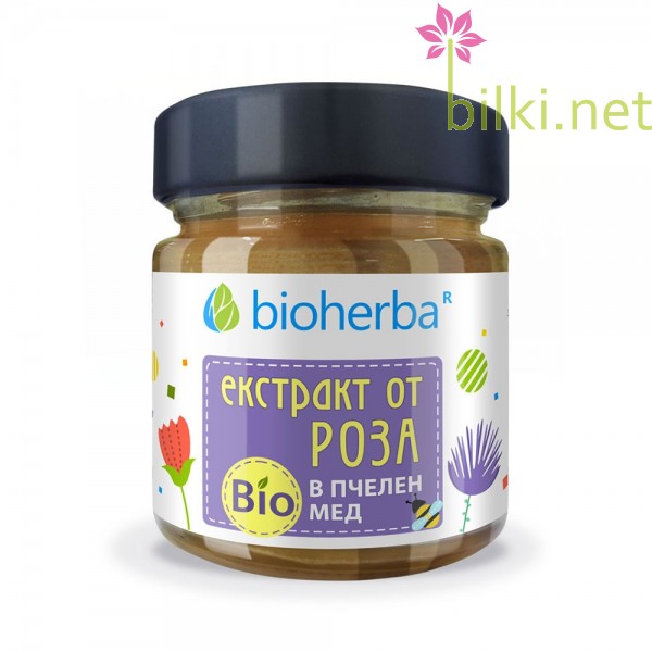 Екстракт от Роза в Био Пчелен мед, Bioherba, 280 грама, розов мед, биохерба