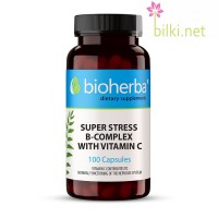 Супер Стрес В комплекс с Витамин С, Bioherba, 100 капсули
