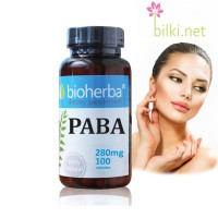 ПАБА (Парааминобензоена киселина) - забавя процесите на стареене, Bioherba, 280 мг, 100 капсули