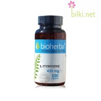 Л-Тирозин - при стрес и тревожност, Bioherba, 450 мг, 100 капс.