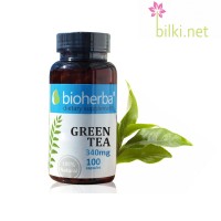 Зелен чай - антиоксидант и контрол на теглото, Bioherba, 340 мг, 100 капсули