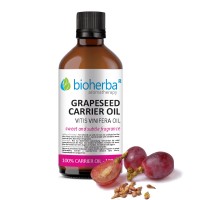 Базово масло от Гроздови семки (Grapeseed oil) - против стареене на кожата, Bioherba, 100 мл
