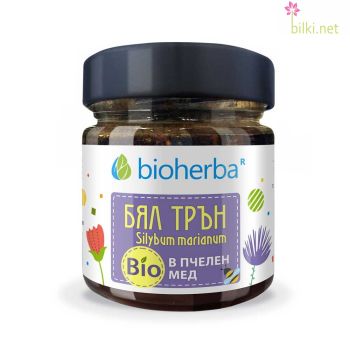 Бял трън в Био Пчелен мед, Bioherba, 280 грама, биохерба