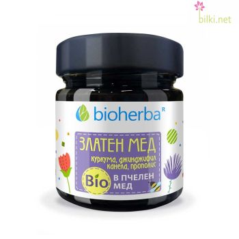 Златен мед в Био Пчелен мед, Bioherba, 280 грама, биохерба