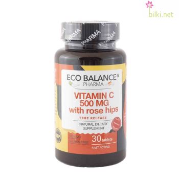 витамин C 500, eco balance, 30 капсули, vitamin c, витамин ц, еко баланс